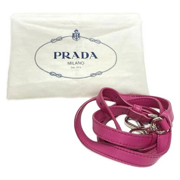 Auth PRADA Canapa City B1801K Beige Pink Leather Canvas Tote Bag - Picture 11 of 16